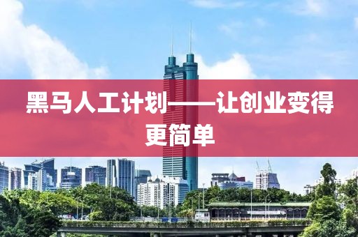 黑马人工计划——让创业变得更简单