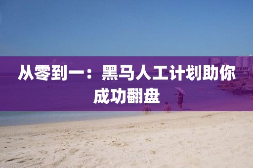 从零到一：黑马人工计划助你成功翻盘