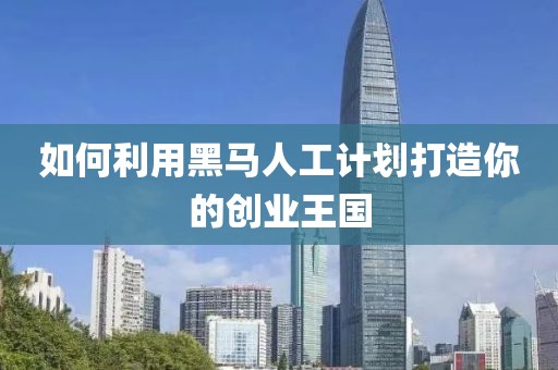 如何利用黑马人工计划打造你的创业王国